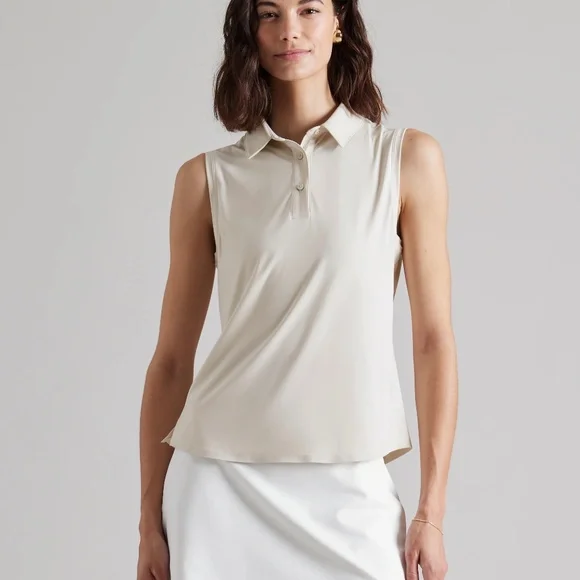 NWT Rhone Course to Court Sleeveless Polo in Sand XS UPF 50+ - Picture 2 of 11